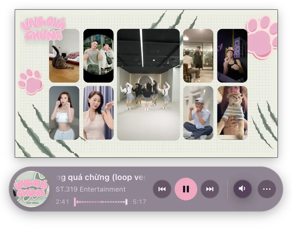 The Amee mini player docked below a Picture-in-Picture video window floating on the desktop.